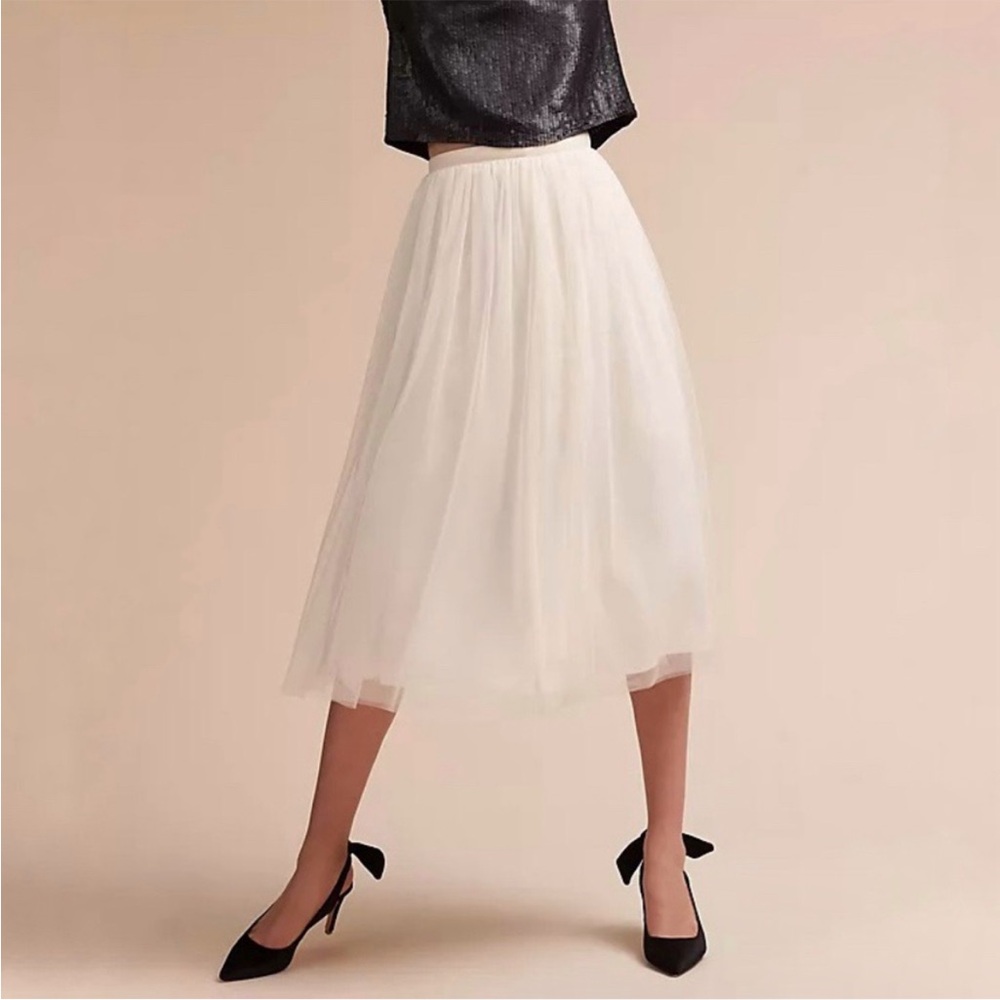 BHLDN Cream Pleated Midi Skirt for Weddings